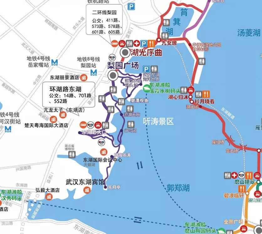 東湖聽濤景區(qū)游玩路線圖 這份導覽圖值得收藏